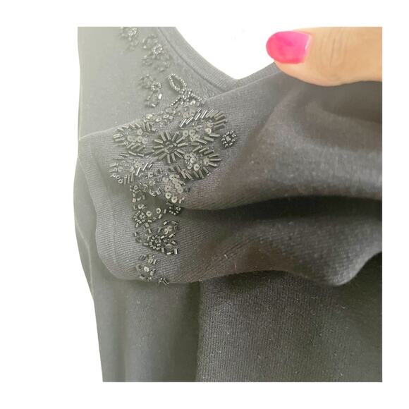Vintage Vision Apparel Women’s Silk Blend Beaded Sequin V-Neck Sweater Size 1X - Picture 4 of 10